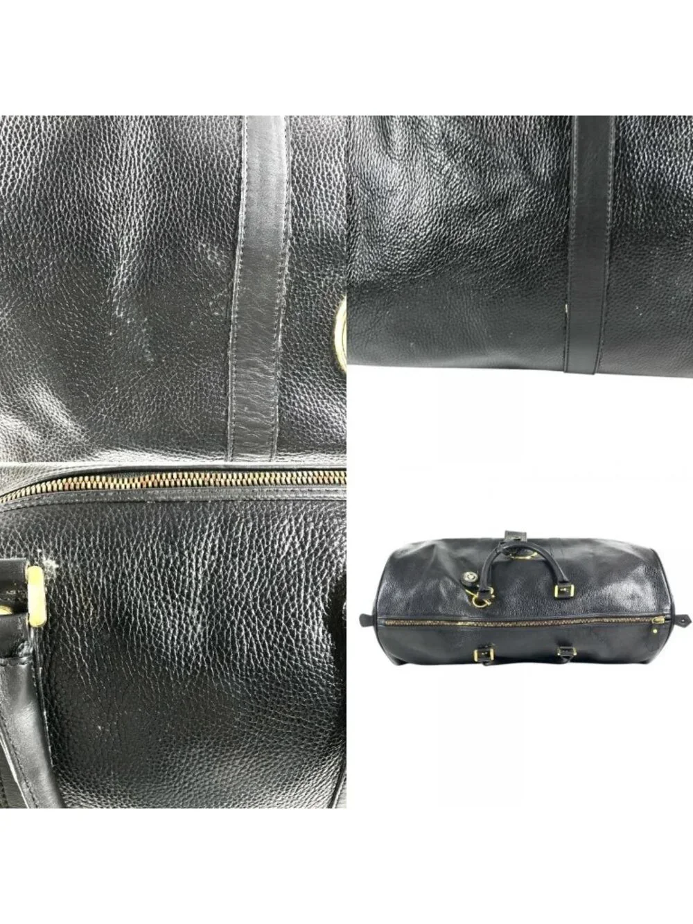Versace Handbag Sunburst Logo Leather Black